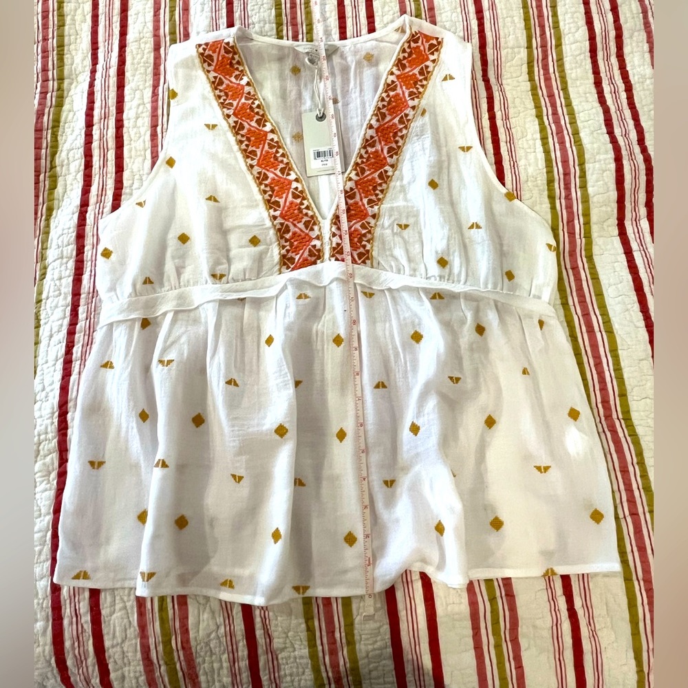 Lucky Brand romantic bohemian embroidered tank top NWT